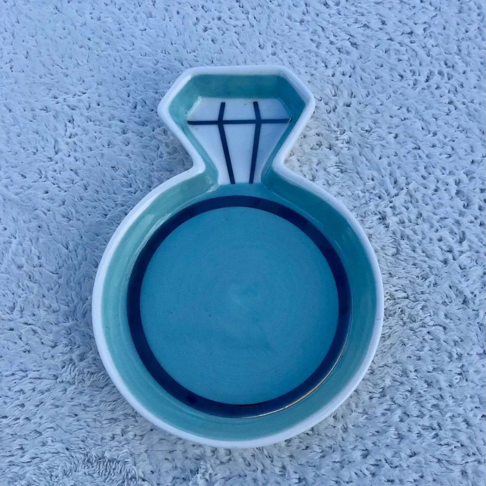 Engagement Wedding Kate Aspen Diamond Ring Trinket Dish Ceramic